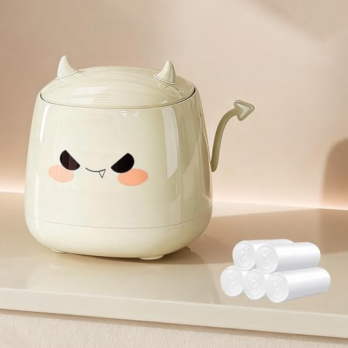 BUERPINKING Desktop Mülleimer, Mini TischmüLleimer mit Deckel mit Müllsäcken 150 Stück, Süße Cartoon Tischabfalleimer Klein Kinderzimmer, Kosmetikeimer für BüRos, Schminktisch, Wohnzimmer