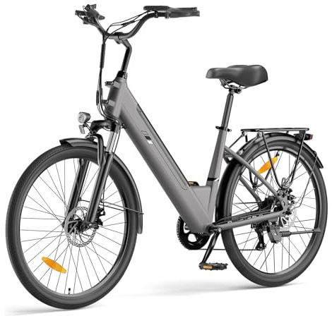Touroll Bicicleta eléctrica, J1/J1 ST, Autonomía de 100km, Motor 45 NM, 15.6Ah Batería Desmontable, Bicicleta de montaña eléctrica (J2 ST-Gris)