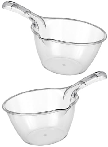 ARTIBETTER Cucharones de Grueso Mango Largo 2 Unidades Gris para Cocina y Baño Utensilios de Cocina para Agua Doméstica y Riego Plantas Portátil