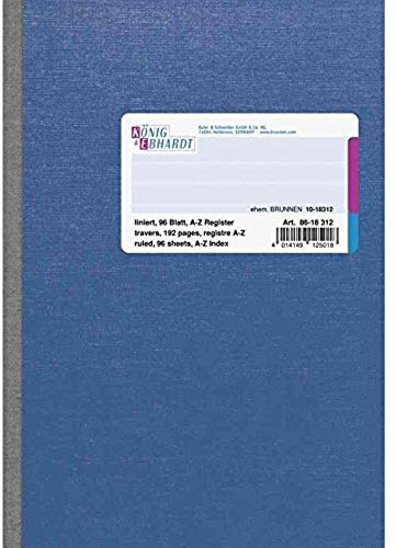 König und Ebhardt König & Ebhardt 8618312 Registerbuch (glanzlackierter Karton, liniert, A5, 148 x 210 mm, 96 Blatt) blau