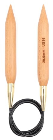 KnitPro - KnitPro Jumbo Björk (120 cm x 20,00 mm) fasta rundstickor - 1 enhet