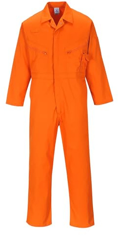 Portwest C813 Mono Liverpool con 8 bolsillos para áreas de trabajo | Naranja, XL, tejido de polialgodón, pliegue elástico en la espalda, cremallera bidireccional, aberturas laterales de acceso