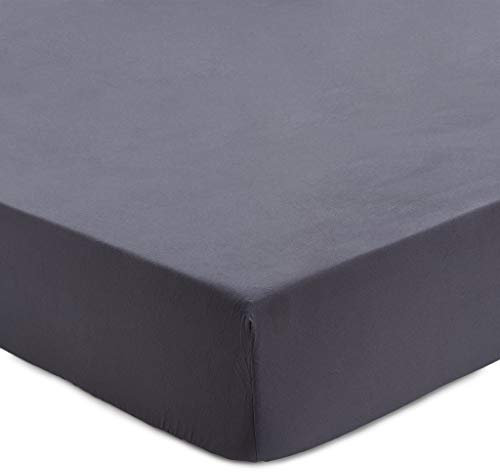 URBANARA Premium Flanell Spann-Bettlaken Montrose 90x200 cm - 100% Baumwolle, Standard 100 by Oeko Tex Zertifiziert, Feinbiber Spannbetttuch, Matratze bis 25 cm Höhe, Grau
