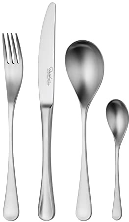 Robert Welch RW2 Satin, 24 Piece Cutlery Set for 6 People. Made from Stainless Steel. Dishwasher Safe.