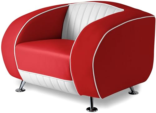 Bel Air Amerikanischer Sessel Retro Style Möbel usa 50er Sofa Designer Sessel Gastronomie Möbel Freischwinger (Red/White)