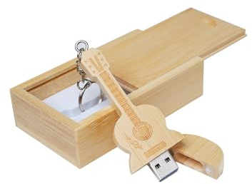 Unidad flash USB de madera de arce en forma de guitarra (en caja de madera) (32.0 GB)