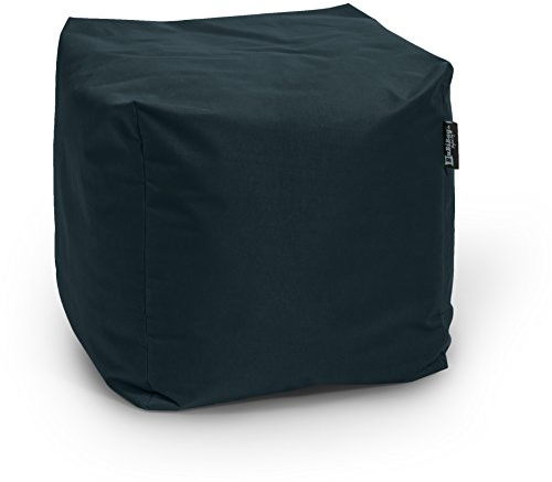 BuBiBag Sitzpouf für Outdoor Sitzsack, Fußhocker ideal für Gaming Sitzsäcke, Wetterfest, Outdoor Pouf (45x45x45cm, Schwarz)