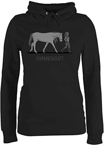 Pullover Damen Hoodie Frauen - Pferde - Führungskraft Pferd I Pferdebesitzer Geschenk Reiterin I Pferdemädchen I Reiten - S - Schwarz - reiterkleidung reitoberteil pferdeliebhaber reittshirts