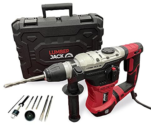 LUMBER JACK SDS Hammer Drill, Rotary Action with 3 Drilling Functions Chisel & Hammer, Built in Anti Vibration 230V 1050W