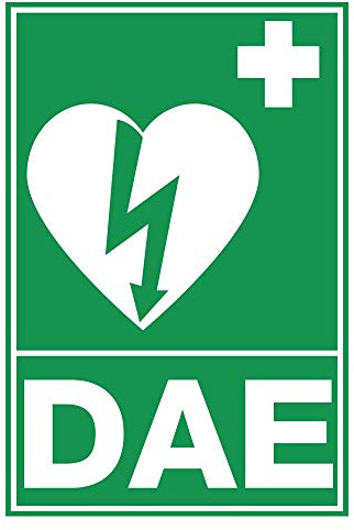 Ausschilderung Automatisierter Externer Defibrillator (AED) – Selbstklebendes, graviertes AED-Schild aus PVC 10 x 15 cm (Grün) - Norm ISO 7010