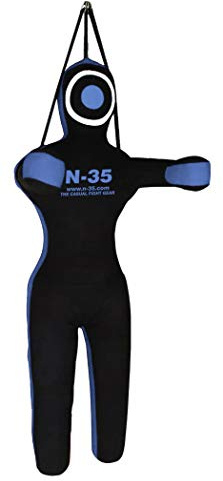 N-35 Muñeco de boxeo, colgado y de pie, judo, boxeo, artes marciales mixtas, grappling, entrenamiento, muñeco de lanzamiento, sin relleno (azul, 150 cm)
