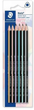 STAEDTLER Bleistift Noris 118, Dreikantform für entspanntes Schreiben und Malen, sehr gute Qualität, Härtegrad HB, 6 Bleistifte in Pastellfarben auf Blisterkarte, 118 BK6 PA