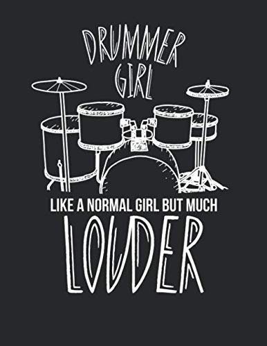 Notenheft: Das Notenbuch für alle Schlagzeuger ♦ über 100 blanko Seiten im A4 Format zum niederschreiben deiner besten Songs und Lieder ♦ Motiv: Drummer girl 8