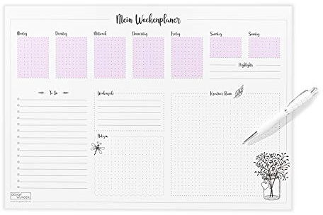 DESIGN WUNDER® Schreibtischunterlage in DIN A3 - Nutzbar als Schreibunterlage mit Wochenplaner und to Do Liste