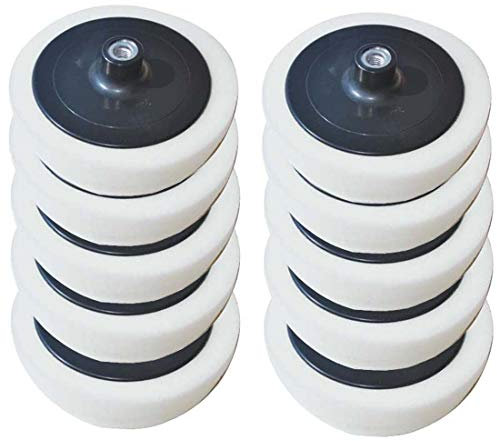 Craft-Equip Basic 10er Pack 180mm Polierschwamm M14 Stützteller Weiss glatt Pad