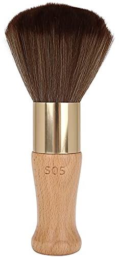 Cepillos de limpieza para afeitar el cabello Cepillo removedor de vello facial ligero para el cuello con mango de madera para peluquería para salón(Wood color)
