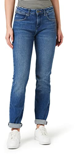 Wrangler raka jeans för kvinnor, Luftblå, 28W / 32L