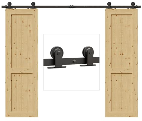 TSMST 305CM/10FT Sliding Barn Door Hardware Kit Track Roller Closet Accessory for Double Door