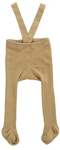 Zukmuk - Medias de punto para niños y bebés, con tirantes y leggings cálidos de cintura alta para recién nacidos, niños y niñas (0-6 años), café, 0-12 meses