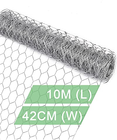 vensovo Galvanized Chicken Wire Mesh - 42CM × 10M Garden Animal Barrier Fence, 1 inch Mesh Fence for Pet,Rabbit,Poultry
