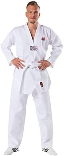 Taekwondo Suit Uniform Gi Kit with Belt by Athletics Gear | Polyester Cotton Blend, Light Weight, Taekwondo Suits for Kids, Men & Women (0000/100 cm)