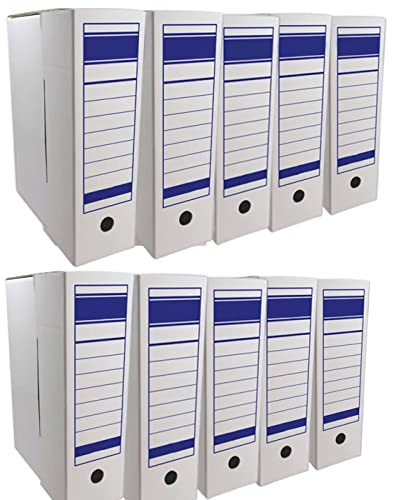 AC - Archivador definitivo, Caja Archivo Plegable de cartón, 2 Posiciones, Carpeta tamaño Folio, fácil Montaje, conservar Documentos, facturas, 36 x 25 x 9 cm (A4/Pack de 10 Unidades)