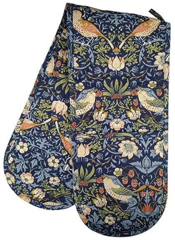William Morris Strawberry Thief Navy Double Oven Glove Quilted