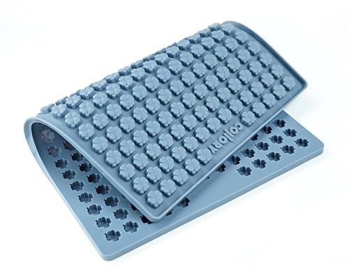 Collory Backmatte Hundekekse, Leckerlis in KLEEBLATT Form, Silikon Backform, Hitzebeständig, Lebensmittelecht & Bpa-frei (Mini Kleeblätter (1,5 cm), Grau)