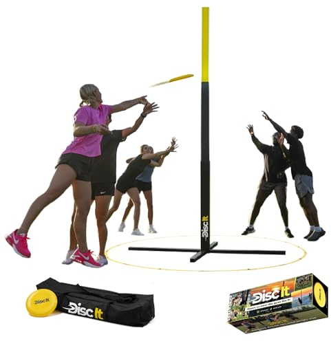 Disc It Indoor & Outdoor Team Game – Original Flying Disc Toss Sport - Fun For Events & Gatherings - Play At The Beach, Backyard, Park, Tailgates - Quick Easy 3 Minute Setup – For All Ages