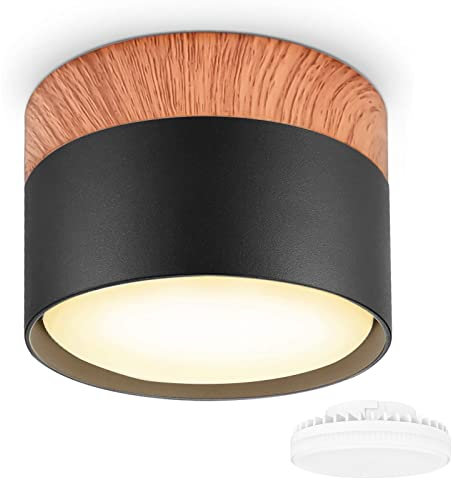 KYOTECH Faretto da soffitto a LED Ultra sottile Ø84x60mm Nero con modulo LED intercambiabile 6W GX53 Lampadina Spot Light Faretti da Soffitto Bianco caldo 3000K 550LM Faretto da superficie