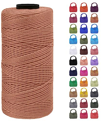 LEREATI Cordino per Borse Uncinetto Filo Macrame 1.5mm x 200m Macrame Corda Colorata, Cordoncino per Borse a Uncinetto, Fai da Te, Arazzo da Parete (Bronzo)