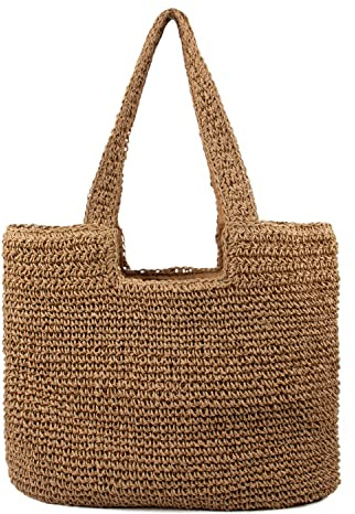 EVEOUT Borsa Tote in paglia intrecciato Donna Grande bohémien Borse a spalla in rafia per spiaggia vacanza l'Estate