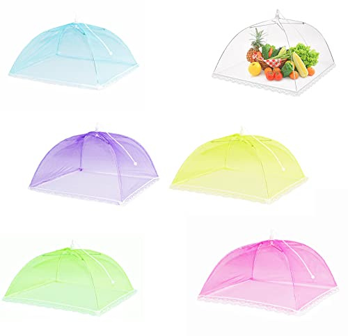 ANYUANKW 6 Stück Fliegenhaube, 12 Zoll Faltbare Kuchenabdeckung Fliegenschirm, Lebensmittel Abdeckung Fliegen-Schutz für Essen, Obst, Picknick, BBQ