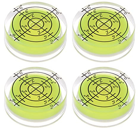 sourcing map 4pcs Round Bubble Level 32x12mm Mini Circular Bullseye Spirit Levels for Leveling Camera Tripod Telescope Workshop Turntable Pictures Frame Carpentry Measuring, Lime