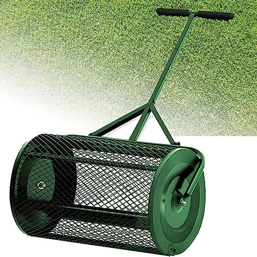 ROGHA Spargitore di Compost Spandiletame di Muschio di Torba Spargitore di Letame Resistente Spinta con Manico a Forma di T per Semina,Green-12.5 * 24in