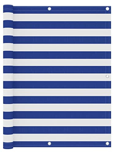 KTHLBRH Balkon-Sichtschutz Weiß und Blau 120x300 cm Oxford-Gewebe, Sichtschutz Zaun, Balkonmarkisen, Balkonsichtschutz - Privatsphäre und stilvolle Dekoration für Ihren Balkon