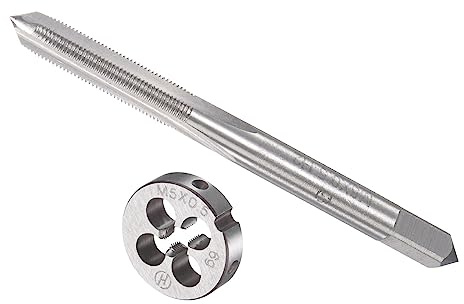 CoCud Coffret de Tarauds et Filières Filetage M5 x 0.5 Kit D'Outils | 1 Ensemble, en Acier Rapide pour Taraudage et Filage, pour la Réparation de Filetages