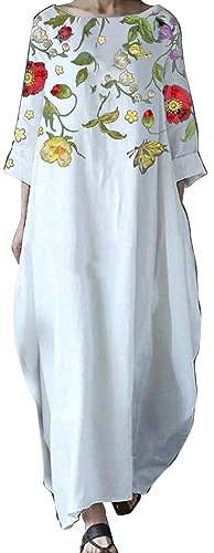 Cocila Vestito Palloncino Donna Morbido Lungo, Abito Elegante per Festa e Cerimonia Country, Giallo, Offerte Natale Lampo (Bianco, XXXL)