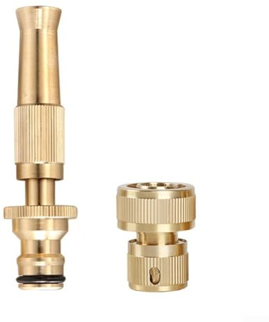 Garden Hose Nozzles with Quick Hose Connector, Brass Garden Hose Nozzle Set, Adjustable Garden Hose High Pressure Water Nozzle(3/4inch)