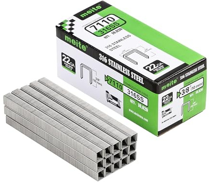meite Tackerklammern Tpy 71, 316 Edelstahl Heftklammern Tpy 71, 9 mm Krone, 10 mm Schenkellänge, Heftklammern für Bauarbeiten, Möbel, Bastel- und DIY-Projekte (10020 Stück)
