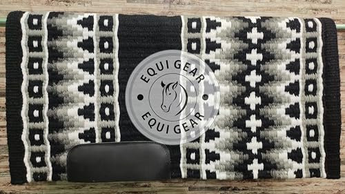 EQUIGEAR Western Show Horse Satteldecke aus neuseeländischer Wolle, Western-Design, handgefertigte Satteldecke, Wollpolster, Sensor Flex (Anpassung möglich), WI2` (34x36)