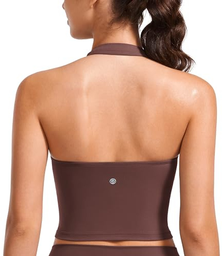 CRZ YOGA Aux Femmes Butterluxe Licou Palangre Brassière de Sport Rembourré Yoga Recadrer Char Hauts Taupe 42