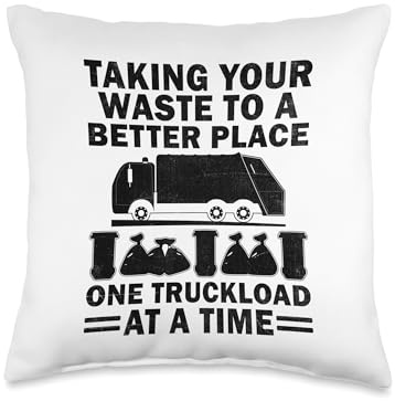 Funny Garbage Man Garbage Truck Collector Gifts Man Garbage Truck Trash Collector Waste Management Throw Pillow, 16x16, Multicolor