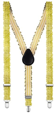 Aomig Hosenträger für Herren, Pailletten Hosenträger Herren Extra Breit 2,5 Cm mit Sehr 3 Metall Clips, Einstellbar und Elastisch Einheitsgröße Hosenträger für Männer und Damen(Goldene Pailletten