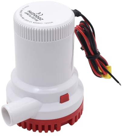 KAOLALI Bomba de Achique 12V 2000GPH Bomba de Cuña Eléctrica de Barcos | 29 mm(1-1/8) Bomba de Sentina Sumergible, Eléctrica Bomba de Agua para Barcos, Yates, Piscinas, Caravanas y Jardines