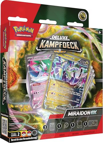 Pokémon-Sammelkartenspiel: Deluxe-Kampfdeck Miraidon-ex (sofort spielbares Deck mit 60 Karten & Zubehör)