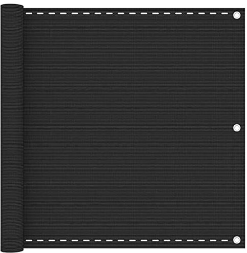 Gecheer Balkonsichtschutz Balkonabdeckung Balkon Sichtschutz UV-Schutz mit HDPE-Spezialgewebe Aluminiumösen + 12 m PE-Seil 90 x 400 cm Anthrazit 100% HDPE (hochdichtes Polyethylen)