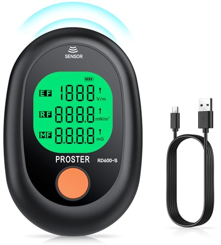 Proster Mini Misuratore EMF 3 in 1 Portatile Rilevatore Digitale di Radiazioni per Campi Elettromagnetici EF RF MF Torri Cellulari 5G Rilevatore di Segnale WiFi per Ispezioni EMF in Casa Ufficio
