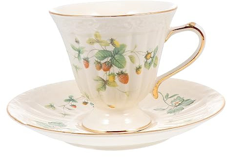 SHOWERORO Set Di 6 Tazze Da Caffè in Ceramica Piattino Tazze Da Tè Decorative E Resistenti Per Uso Casalingo O Commerciale