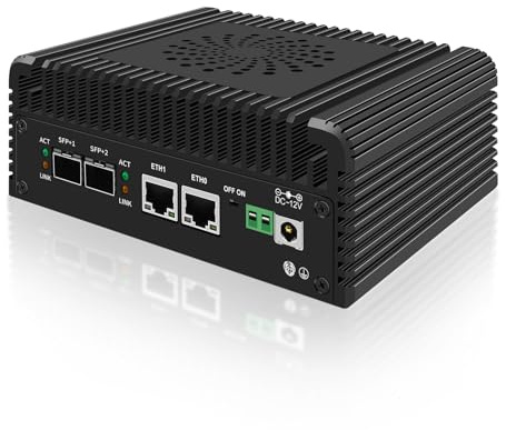 Ttfzzztech Firewall Mini PC Alder Lake N100, 32GB DDR5 512GB SSD,2 * 10G SFP,2 x 2.5GbE i226-V LAN, Micro Firewall Appliance,Industrial Desktop PC HDMI2.0,USB2.0,TF Card Slot AES-NI ESXI